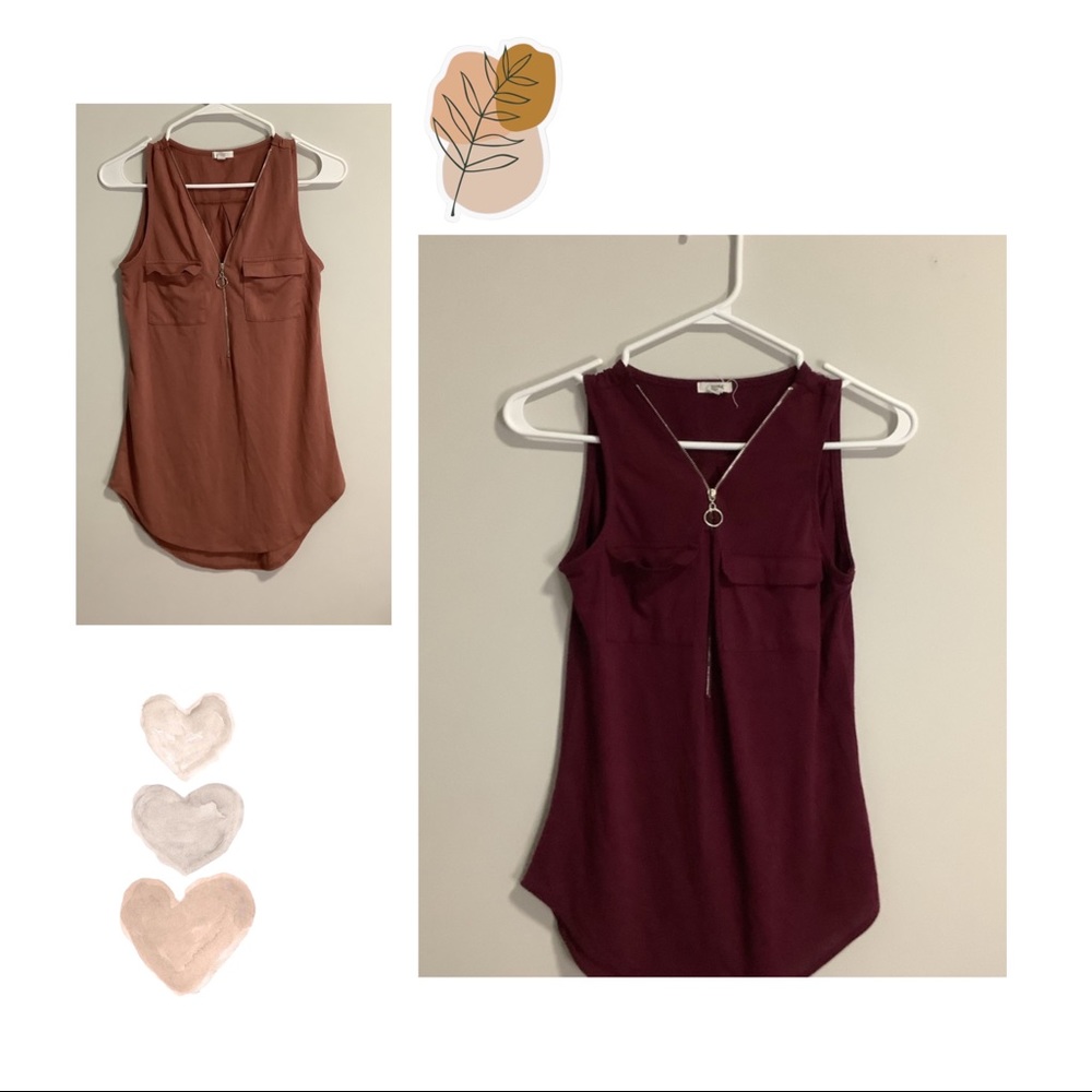 2 matching zip-up blouse